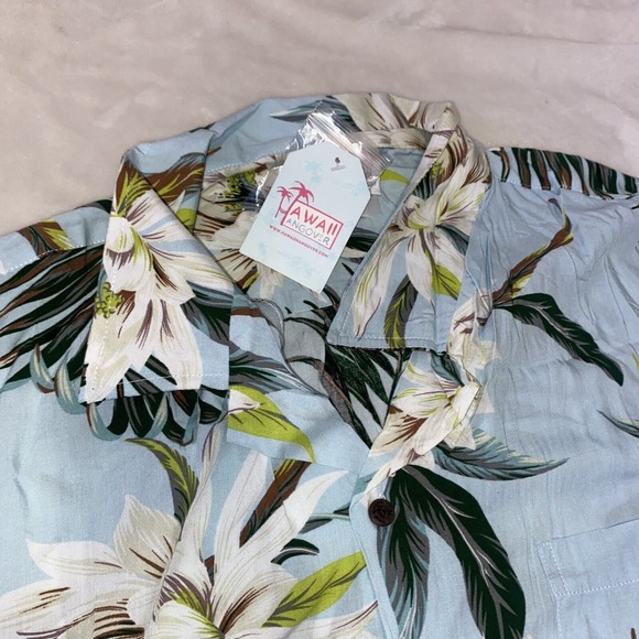 Mens Hawaii Hangover Hawaiian Luao Shirt, Wispy Cerus Light Blue, XL - Picture 3 of 10